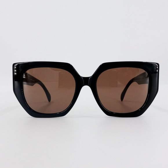 Celine Triomphe Logo Acetate Butterfly Sunglasses Black Brown - Picture 14 of 14